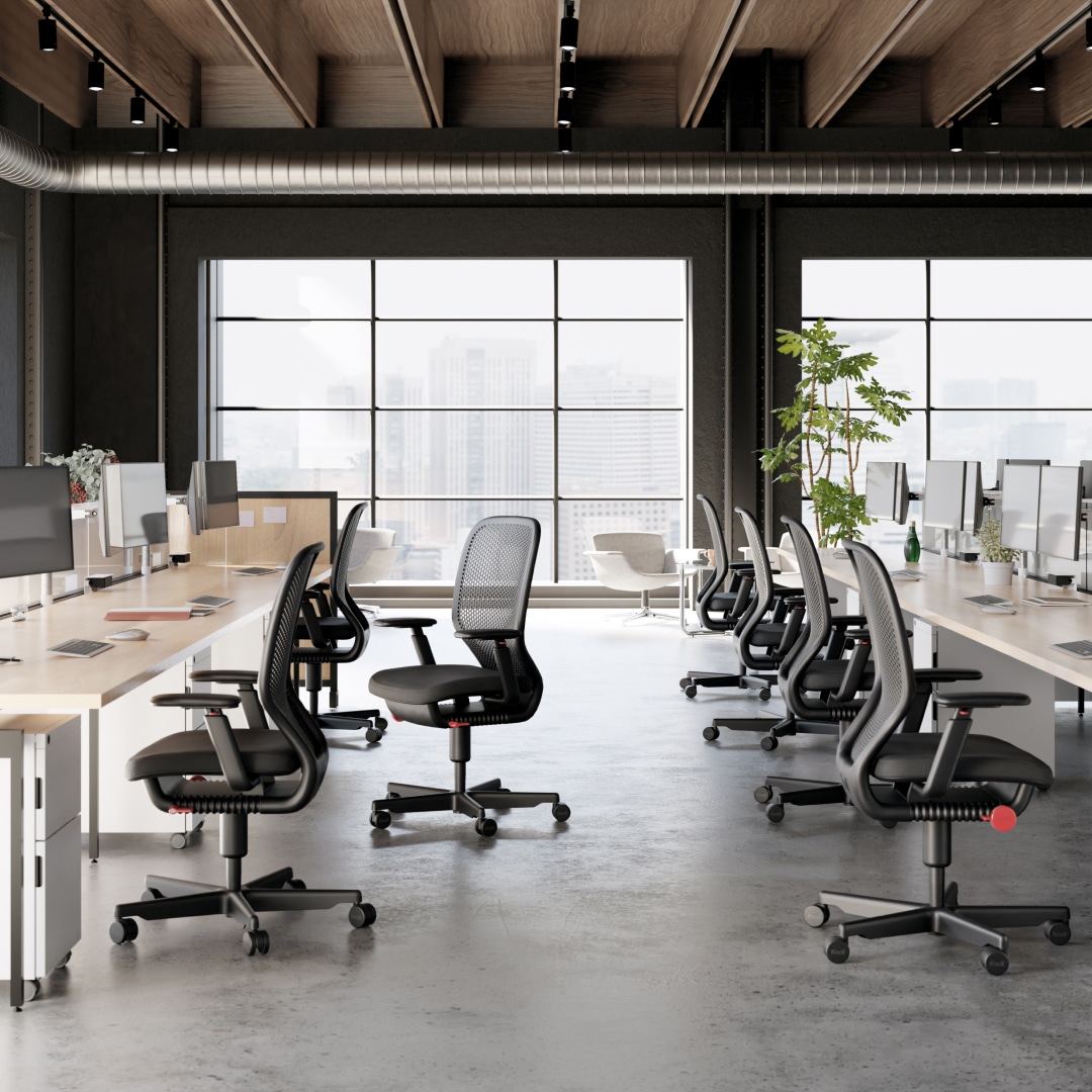 marc newson's task chair for knoll swivels in a single-line silhouette